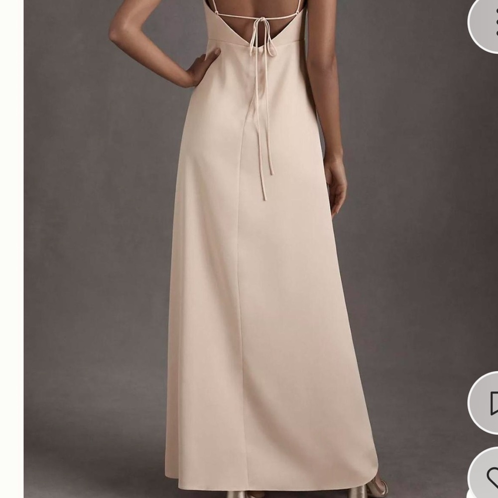 BHLDN Anthropologie Remy Cowl Neck Faux Wrap Satin Gown Blush Rose - Picture 2 of 8